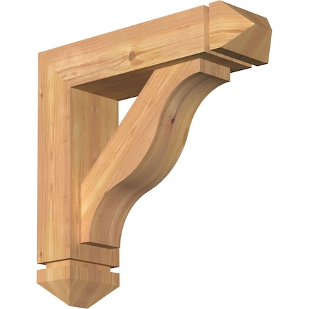 Funston Arts And Crafts Smooth Bracket W/ Offset Brace, Western Red Cedar, 5 1/2W X 20D X 20H